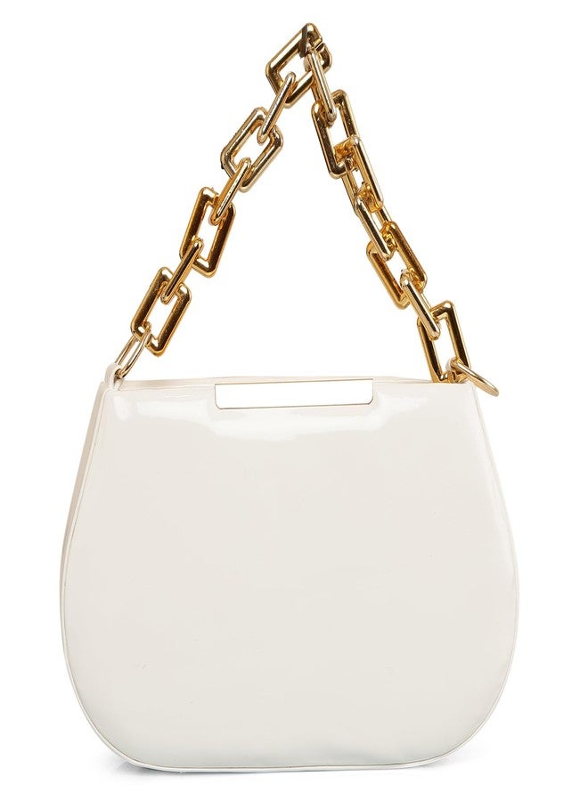 CULT FACTORY New White Sling Bags for Women Stylish Solid Pattern With Golden Chain Ladies Sling Bag - Image 5